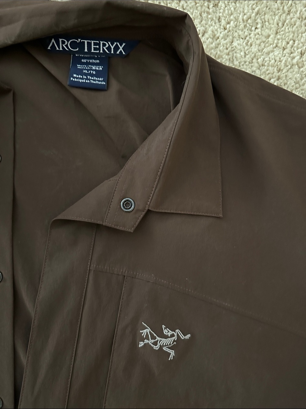 Arc'teryx Men's Dark Brown Lightweight Shirt Jacket with White Logo